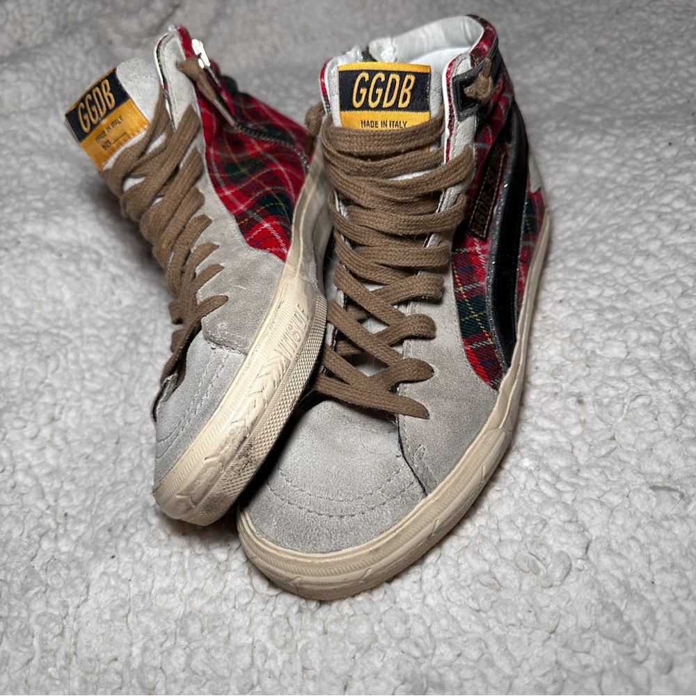 Golden‎ Goose Slide Plaid Tartan High-Top Sz 37 - Picture 5 of 16